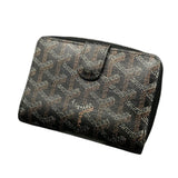 Goyard Black Leather Monogram Zipper Bi Fold Tuileries Wallet