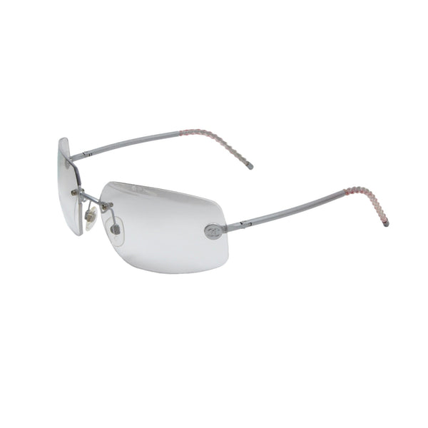 Chanel Rimless Silver Transparent Clear Sunglasses 4035