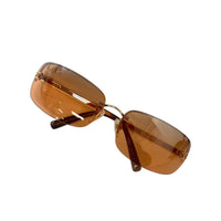 Chanel Gold Orange Brown Rimless Sunglasses 4113