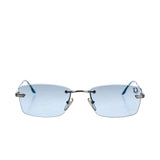 Christian Dior Silver Blue Tinted Rimless Sunglasses Dragon 58ENH