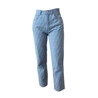 Fendi Light Blue Zucca Monogram Jeans Trousers Pants