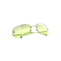 Chanel CC Logo Green Tinted Silver Sunglasses 4017