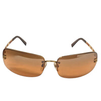 Chanel Gold Orange Brown Rimless Sunglasses 4113