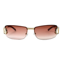 Christian Dior Gold Rhinestone Red Tinted Sunglasses