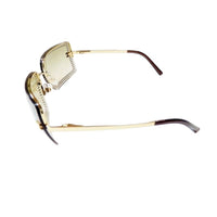 Chanel CC Logo Gold Tinted Rhinestone Square Sunglasses 4105-B