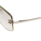 Chanel CC Logo Silver Clear Rimless Rhinestone Sunglasses