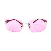 Chanel Pink Tinted CC Logo Rimless Sunglasses 4026