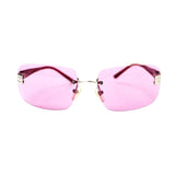 Chanel Pink Tinted CC Logo Rimless Sunglasses 4026