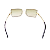 Chanel CC Logo Gold Tinted Rhinestone Square Sunglasses 4105-B