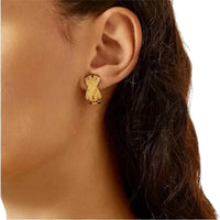 Christian Dior Yellow Gold 1980s crossed clip on earrings