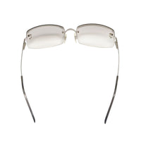 Chanel CC Logo Silver Clear Rimless Rhinestone Sunglasses