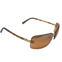 Chanel Gold Orange Brown Rimless Sunglasses 4113