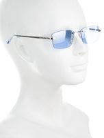 Christian Dior Silver Blue Tinted Rimless Sunglasses Dragon 58ENH