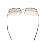 Chanel CC Logo Silver Clear Rimless Rhinestone Sunglasses