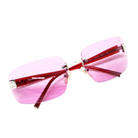 Chanel Pink Tinted CC Logo Rimless Sunglasses 4026