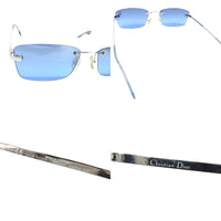 Christian Dior Silver Blue Tinted Rimless Sunglasses Dragon 58ENH