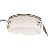 Chanel CC Logo Silver Clear Rimless Rhinestone Sunglasses
