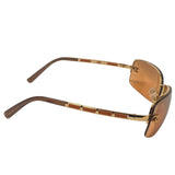 Chanel Gold Orange Brown Rimless Sunglasses 4113