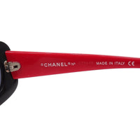 Chanel Gold CC Logo Quilted Black Cherry Red Sunglasses 5006