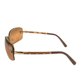 Chanel Gold Orange Brown Rimless Sunglasses 4113