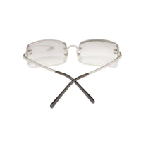 Chanel CC Logo Silver Clear Rimless Rhinestone Sunglasses