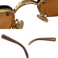 Chanel Gold Orange Brown Rimless Sunglasses 4113