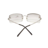Chanel CC Logo Silver Clear Rimless Rhinestone Sunglasses