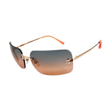 Chanel Silver Logo Orange Blue Tinted Rimless Sunglasses 4017