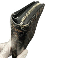 Goyard Black Leather Monogram Zipper Bi Fold Tuileries Wallet