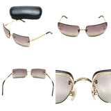 Chanel Rhinestone CC Logo Purple Tinted Gold Sunglasses