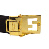 Fendi FF Gold Logo Black Leather Belt