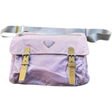 Prada Light Pink Nylon Leather Strap Logo Shoulder Crossbody Bag