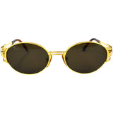 Fendi Gold Orange Logo Tortoise Oval 1990 Sunglasses SL7035