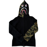 A Bathing Ape BAPE 1st camo green black shark full zip hoodie