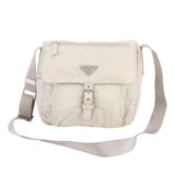 Prada Cream Beige Off White Tessuto Nylon Logo Crossbody Shoulder Messenger Bag