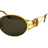 Fendi Gold Orange Logo Tortoise Oval 1990 Sunglasses SL7035
