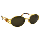 Fendi Gold Orange Logo Tortoise Oval 1990 Sunglasses SL7035