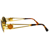 Fendi Gold Orange Logo Tortoise Oval 1990 Sunglasses SL7035