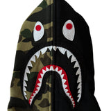 A Bathing Ape BAPE 1st camo green black shark full zip hoodie