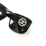 Chanel CC Logo Black Pearl Rhinestone Sunglasses