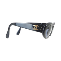 Chanel Gold CC Logo Oval Black Sunglasses 05974