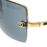 Chanel Black Gold CC Logo Navy Tinted Sunglasses 4112