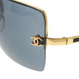 Chanel Black Gold CC Logo Navy Tinted Sunglasses 4112