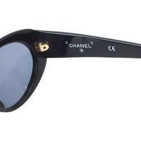 Chanel Gold CC Logo Oval Black Sunglasses 05974