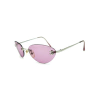 Chanel Silver CC Logo Purple Tinted Sunglasses 4003