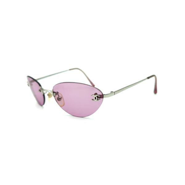 Chanel Silver CC Logo Purple Tinted Sunglasses 4003