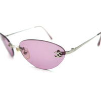 Chanel Silver CC Logo Purple Tinted Sunglasses 4003