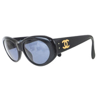 Chanel Gold CC Logo Oval Black Sunglasses 05974