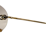 Chanel CC Logo Gold Aviator Rhinestone Sunglasses 4108-B