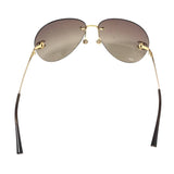 Chanel CC Logo Aviator Rhinestone Brown Tinted Gold Sunglasses